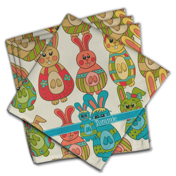 Custom Fun Easter Bunnies Cloth Napkins (Set of 4) (Personalized)