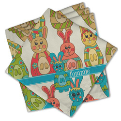 Fun Easter Bunnies Cloth Cocktail Napkins - Set of 4 w/ Name or Text