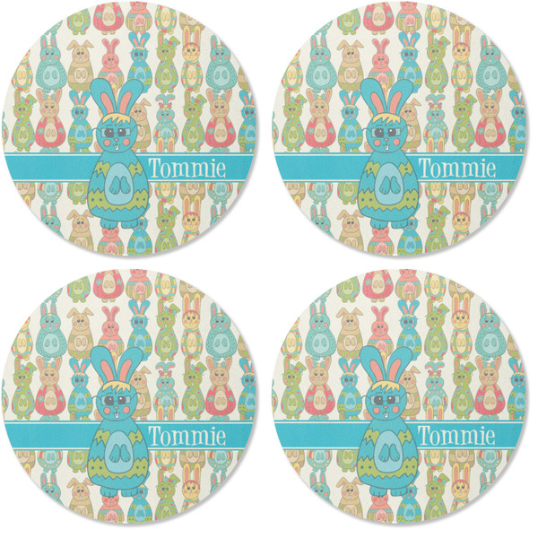 Fun Easter Bunnies Coaster Round Rubber Back - Apvl