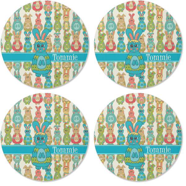 Fun Easter Bunnies Coaster Round Rubber Back - Apvl
