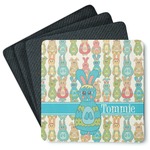 Fun Easter Bunnies Square Rubber Backed Coasters - Set of 4 (Personalized)