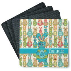 Fun Easter Bunnies Square Rubber Backed Coasters - Set of 4 (Personalized)