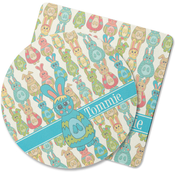 Custom Fun Easter Bunnies Rubber Backed Coaster (Personalized)