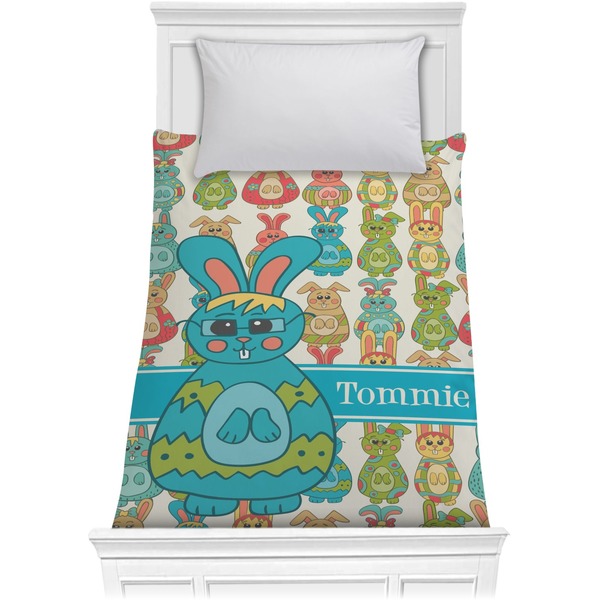 Custom Fun Easter Bunnies Comforter - Twin (Personalized)