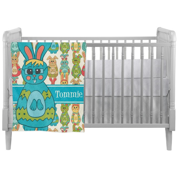 Custom Fun Easter Bunnies Crib Comforter / Quilt (Personalized)