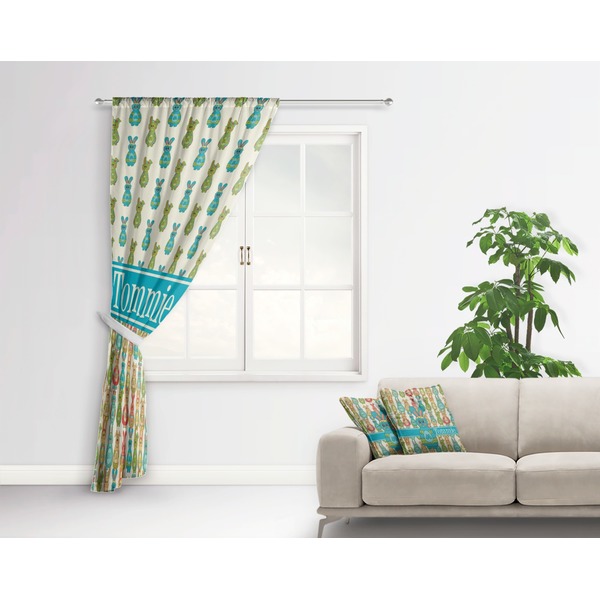 Fun Easter Bunnies Curtain With Window and Rod - in Room Matching Pillow