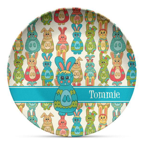 Custom Fun Easter Bunnies Microwave Safe Plastic Plate - Composite Polymer (Personalized)