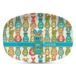 Fun Easter Bunnies Plastic Platter - Microwave & Oven Safe Composite Polymer (Personalized)