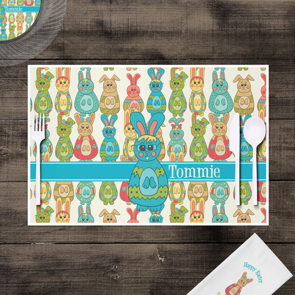 Fun Easter Bunnies Disposable Paper Placemat - In Context