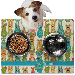 Fun Easter Bunnies Dog Food Mat - Medium w/ Name or Text
