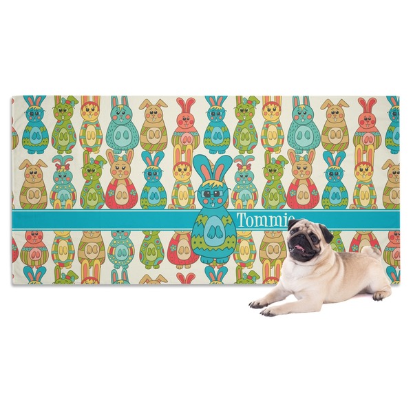 Custom Fun Easter Bunnies Dog Towel (Personalized)
