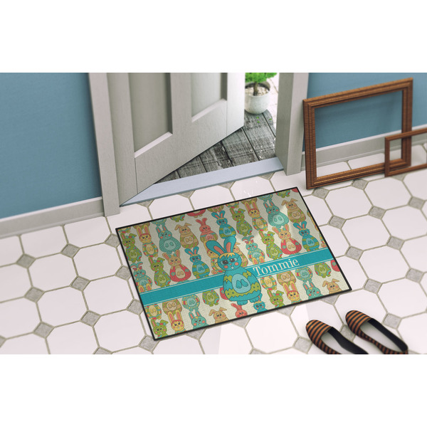 Fun Easter Bunnies Door Mat Lifestyle
