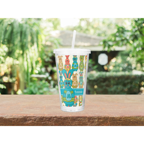 Fun Easter Bunnies Double Wall Tumbler with Straw Lifestyle