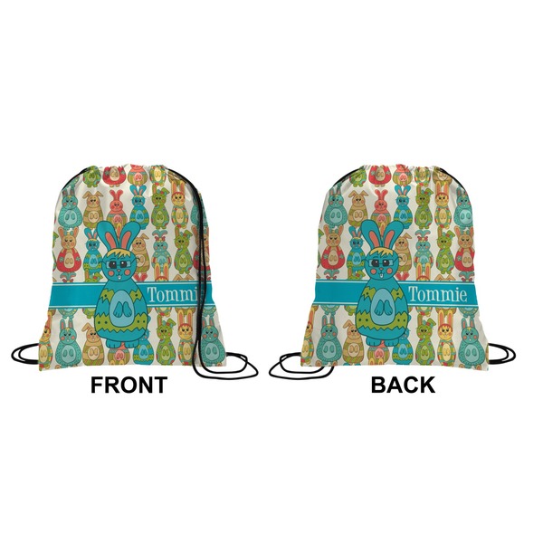 Fun Easter Bunnies Drawstring Backpack Front & Back Medium