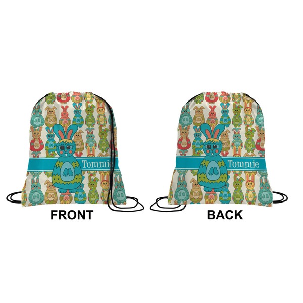 Fun Easter Bunnies Drawstring Backpack Front & Back Small