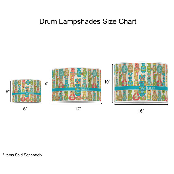 Fun Easter Bunnies Drum Lampshades - Sizing Chart