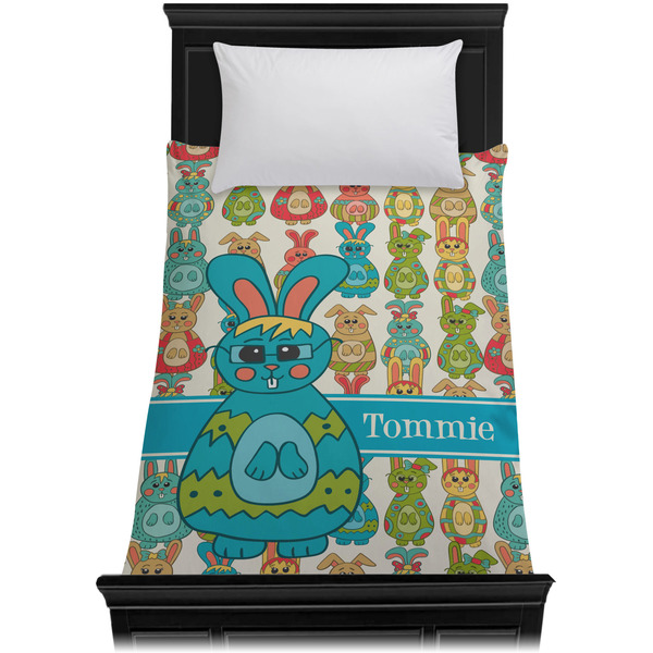 Fun Easter Bunnies Duvet Cover - Twin - On Bed - No Prop