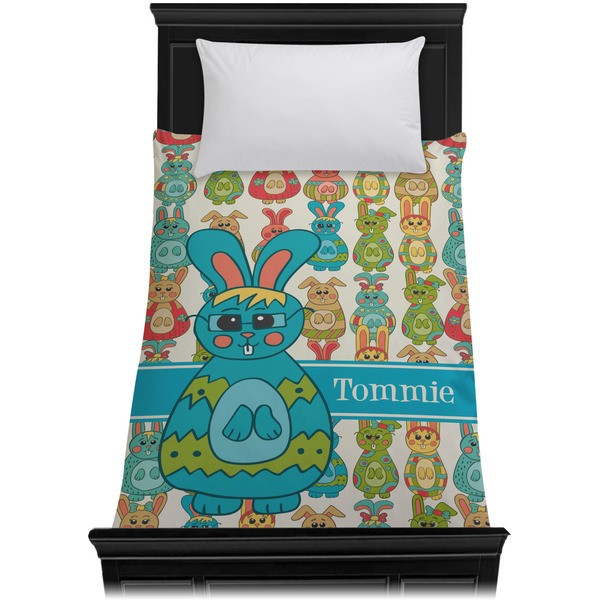 Fun Easter Bunnies Duvet Cover - Twin XL - On Bed - No Prop