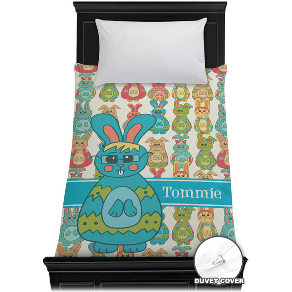 Custom Fun Easter Bunnies Duvet Cover - Twin XL (Personalized)