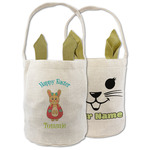 Fun Easter Bunnies Double Sided Easter Basket (Personalized)