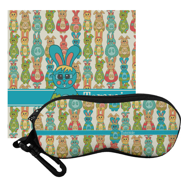 Custom Fun Easter Bunnies Eyeglass Case & Cloth (Personalized)