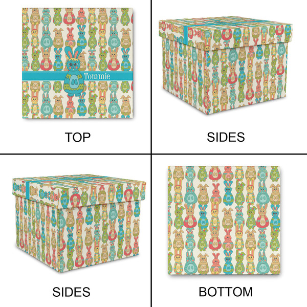 Fun Easter Bunnies Gift Boxes with Lid - Canvas Wrapped - Large - Approval