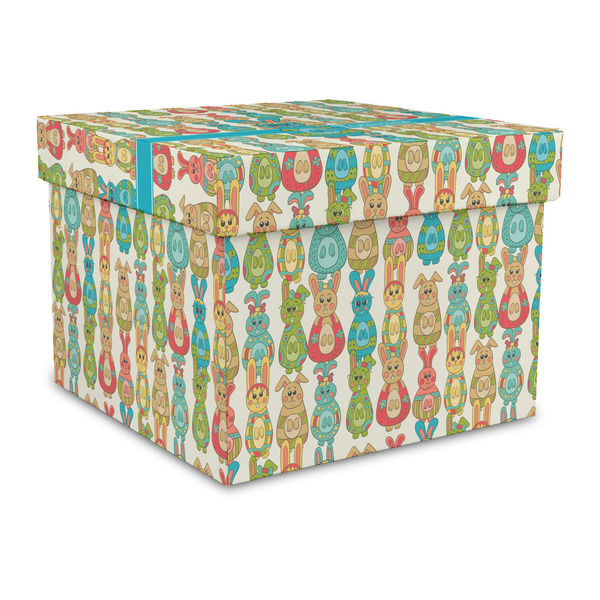 Custom Fun Easter Bunnies Gift Box with Lid - Canvas Wrapped - Large (Personalized)