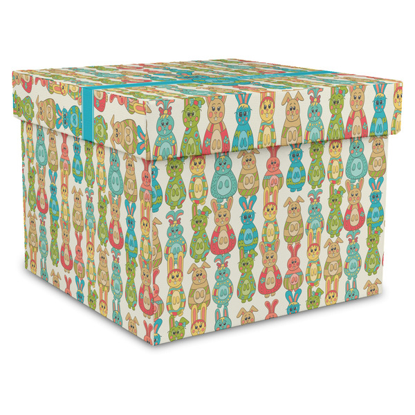Custom Fun Easter Bunnies Gift Box with Lid - Canvas Wrapped - X-Large (Personalized)