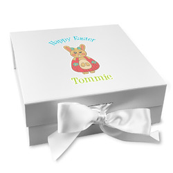 Fun Easter Bunnies Gift Box with Magnetic Lid - White (Personalized)