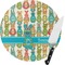 Fun Easter Bunnies Round Glass Cutting Board (Personalized)