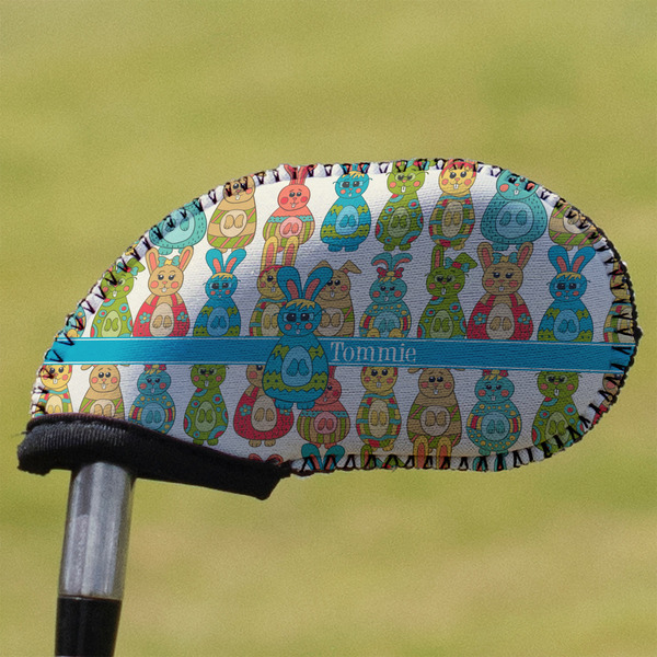 Custom Fun Easter Bunnies Golf Club Iron Cover (Personalized)