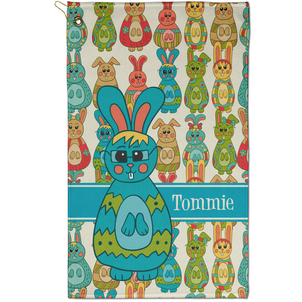 Custom Fun Easter Bunnies Golf Towel - Poly-Cotton Blend - Small w/ Name or Text