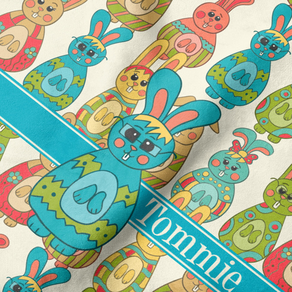 Fun Easter Bunnies Hooded Baby Towel- Detail Close Up