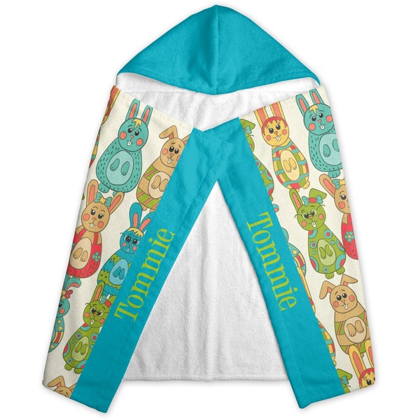 Fun Easter Bunnies Hooded Towel - Folded