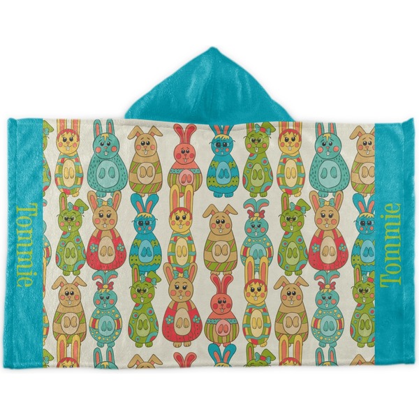 Custom Fun Easter Bunnies Kids Hooded Towel (Personalized)