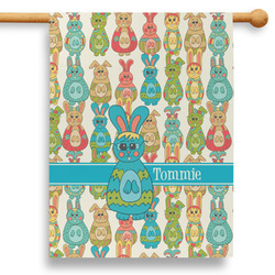 Fun Easter Bunnies 28" House Flag - Double Sided (Personalized)