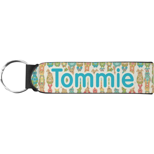 Custom Fun Easter Bunnies Neoprene Keychain Fob (Personalized)
