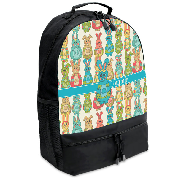 Custom Fun Easter Bunnies Backpacks - Black (Personalized)