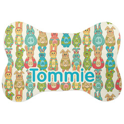 Fun Easter Bunnies Bone Shaped Dog Food Mat (Large) (Personalized)