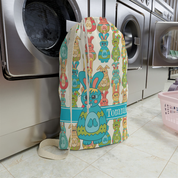 Fun Easter Bunnies Large Laundry Bag - In Context
