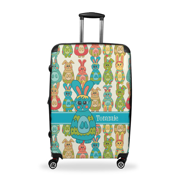 Custom Fun Easter Bunnies Suitcase - 28" Large - Checked w/ Name or Text
