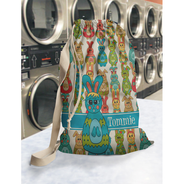 Fun Easter Bunnies Laundry Bag in Laundromat