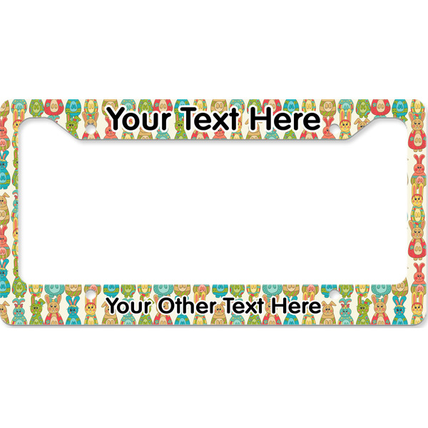 Custom Fun Easter Bunnies License Plate Frame - Style B (Personalized)