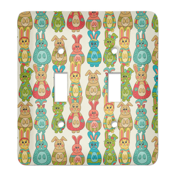 Custom Fun Easter Bunnies Light Switch Cover (2 Toggle Plate)