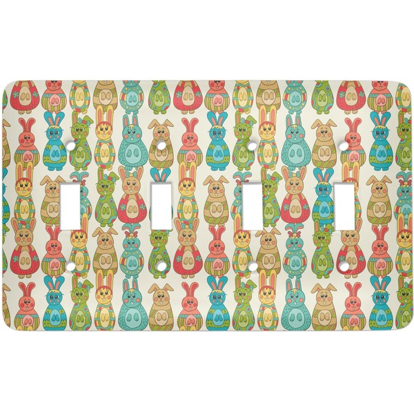 Custom Fun Easter Bunnies Light Switch Cover (4 Toggle Plate)