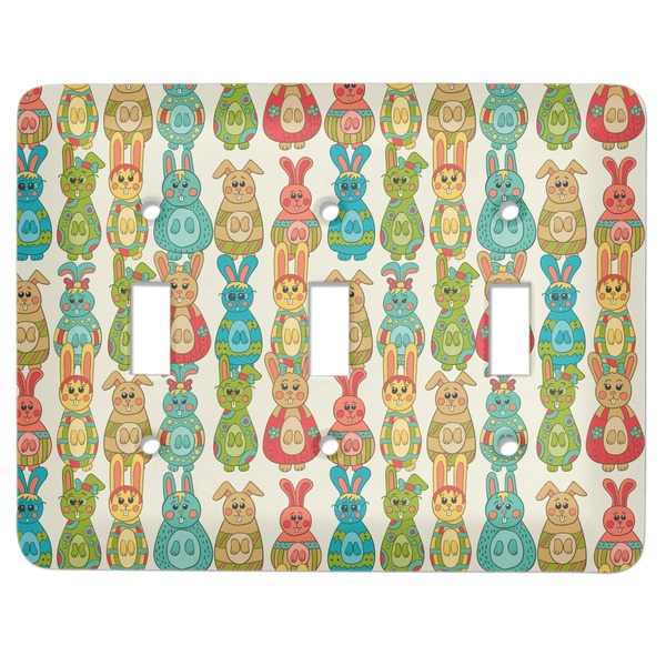 Custom Fun Easter Bunnies Light Switch Cover (3 Toggle Plate)