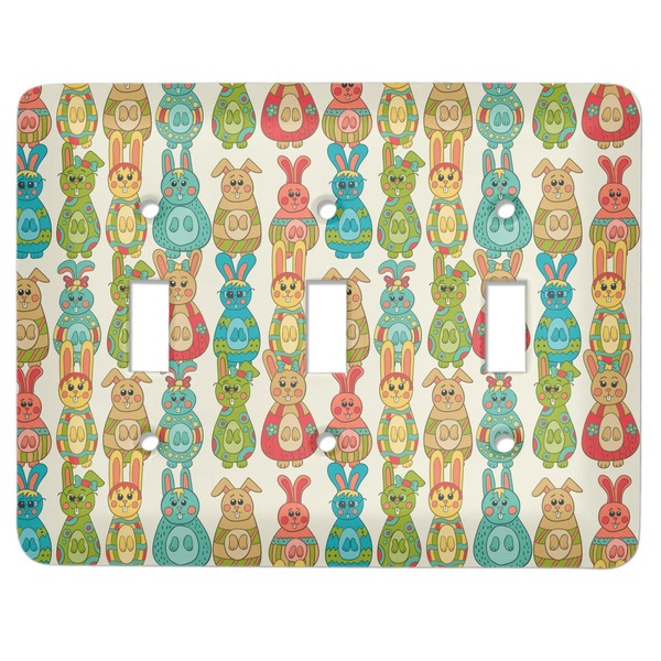 Custom Fun Easter Bunnies Light Switch Cover (3 Toggle Plate)