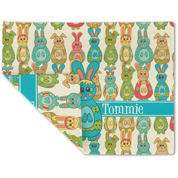 Custom Fun Easter Bunnies Double-Sided Linen Placemat - Single w/ Name or Text