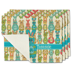 Fun Easter Bunnies Single-Sided Linen Placemat - Set of 4 w/ Name or Text
