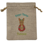 Fun Easter Bunnies Medium Burlap Gift Bag - Front (Personalized)